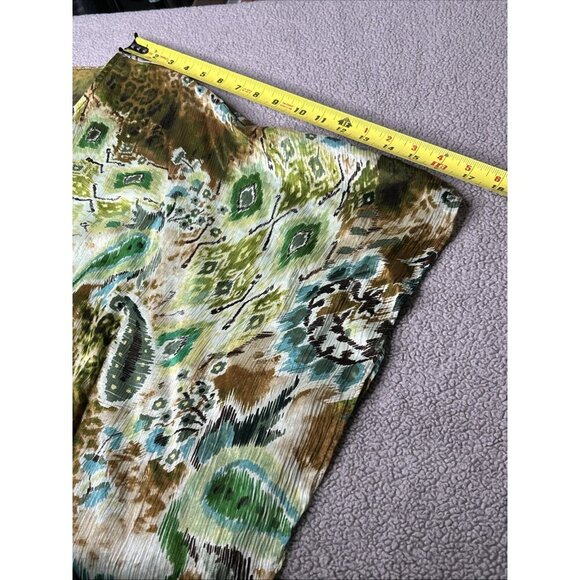 Chicos Silk Poncho Top S/M Green Paisley Animal Print Artsy Lightweight Beaded - Picture 10 of 12